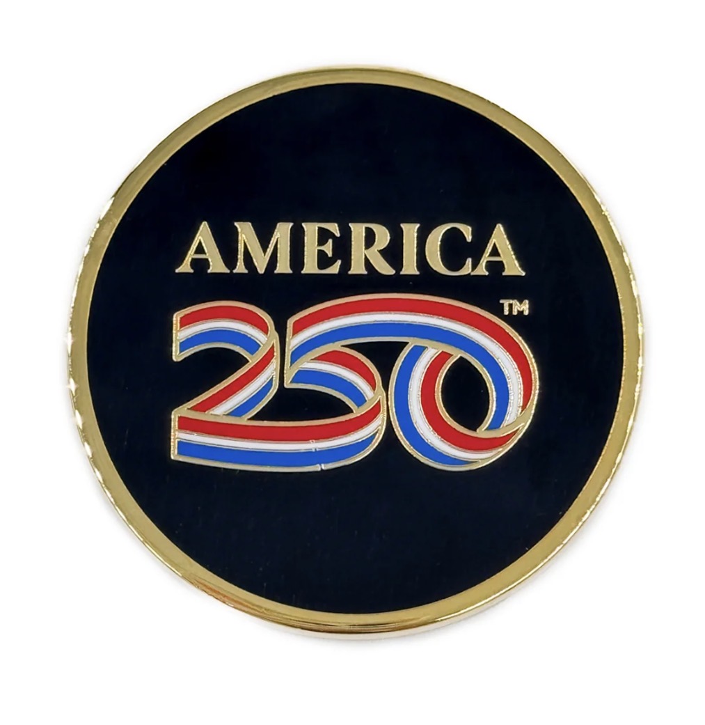 America250 Gold Plated Challenge Coin — back